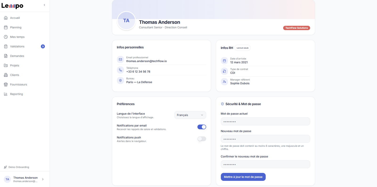 Lemmpo employee record overview